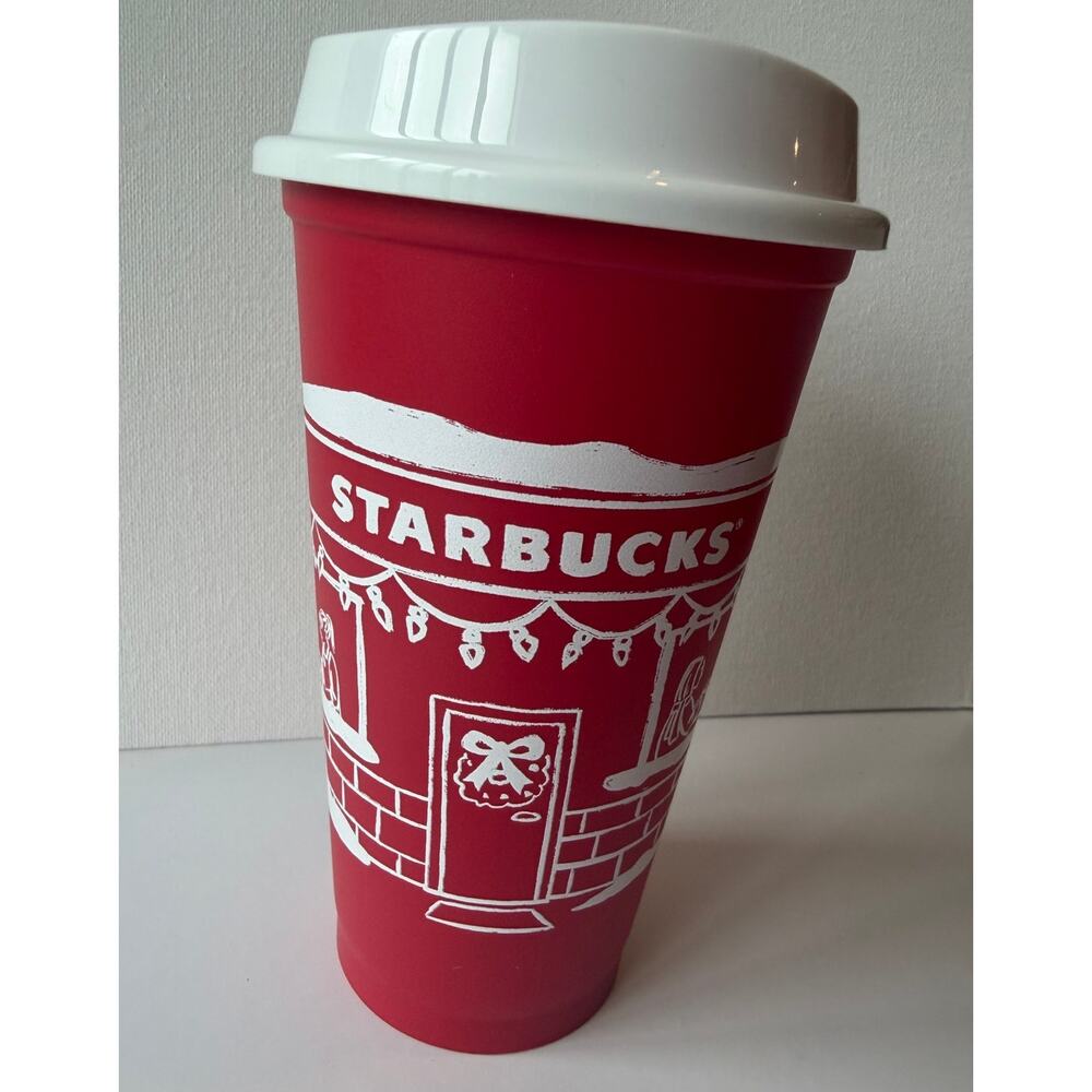 12oz Starbucks Christmas design reusable eco-friendly plastic coffee cup